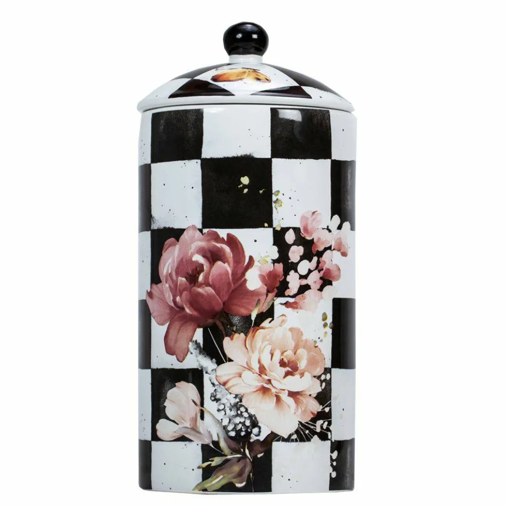 Chic Checkered Porcelain Cookie Jars