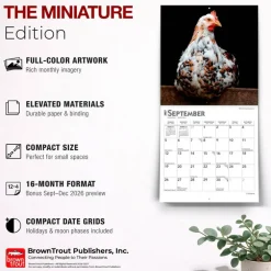 Chickens | 2027 7 x 14 Inch (Hanging) Monthly Mini Wall Calendar