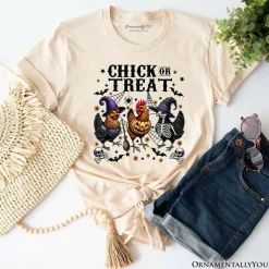 Chick or Treat Chicken T-Shirt, Funny Farmhouse Halloween Tee