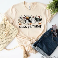 Chick or Treat Spooky T-Shirt, Halloween Chicken Tee for Country Life Enjoyers