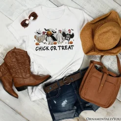 Chick or Treat Spooky T-Shirt, Halloween Chicken Tee for Country Life Enjoyers