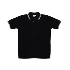 Christmas Central Men's Black Knit Pullover Golf Polo Shirt - Small