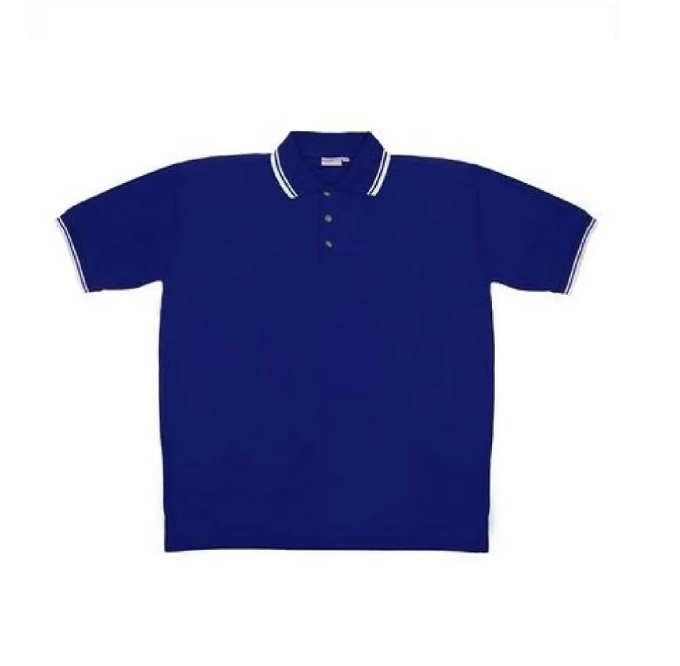 Christmas Central Men's Blue Knit Pullover Golf Polo Shirt - Small
