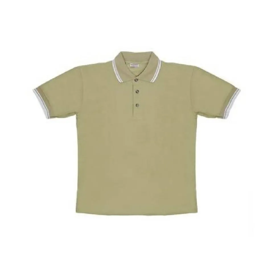 Christmas Central Men's Khaki Knit Pullover Golf Polo Shirt - Medium