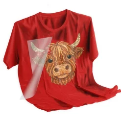 Christmas DTF Transfer - Highland Cow Red Bow Ready to Press
