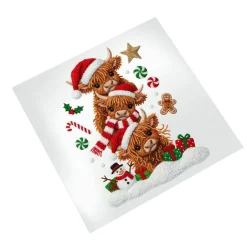 Christmas DTF Transfer - Highland Cow Stack Ready to Press