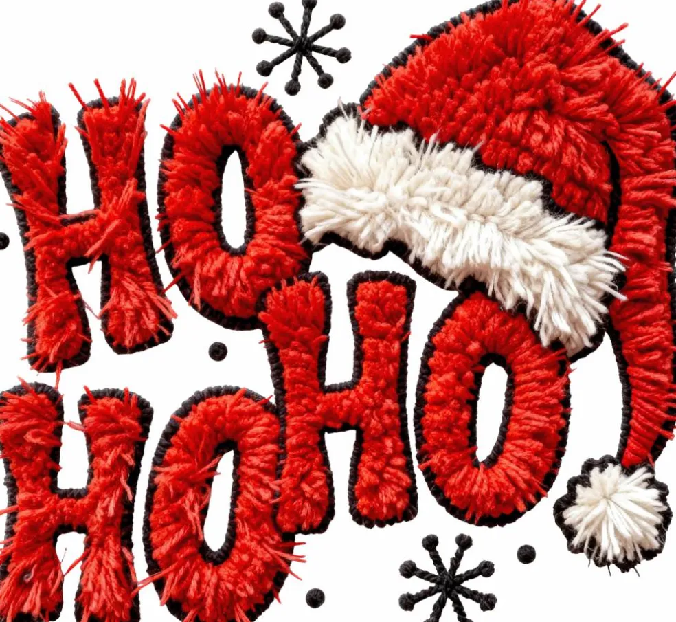 Christmas DTF Transfer - Ho Ho Ho Santa Hat Ready to Press