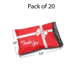 Christmas Snowflake Red Poly Mailer Envelopes 10x13" 2 Mil