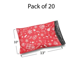 Christmas Snowflake Red Poly Mailer Envelopes 10x13