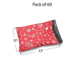 Christmas Snowflake Red Poly Mailer Envelopes 10x13