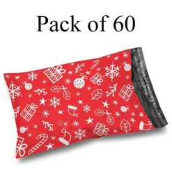 Christmas Snowflake Red Poly Mailer Envelopes 10x13