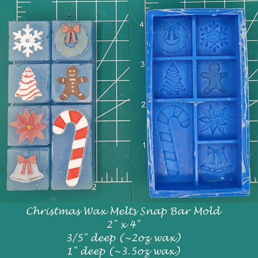 Christmas Wax Melt Snap Bar Silicone Mold