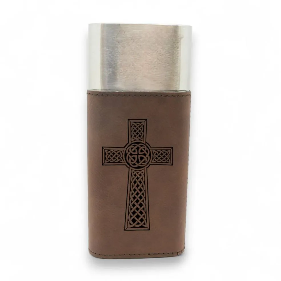 Cigar Case with Cutter - Celtic Cross - Leather