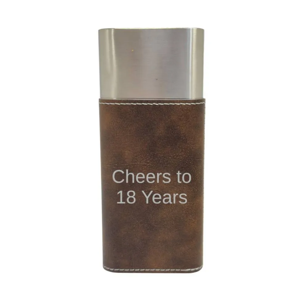 Cigar Case with Cutter - Cheers to 18 Years - Leather