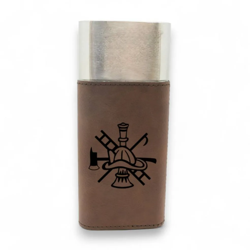 Cigar Case with Cutter - Firefighter Emblem - Leather