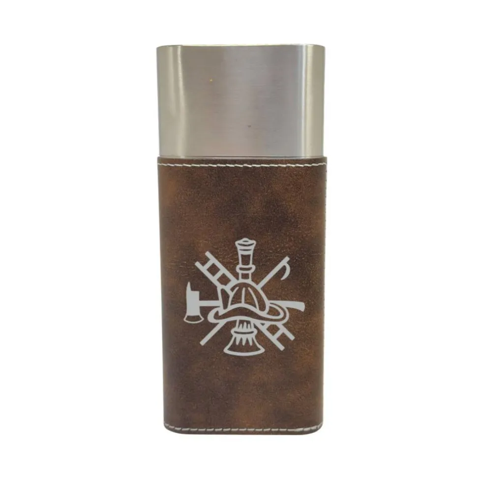 Cigar Case with Cutter - Firefighter Emblem - Leather