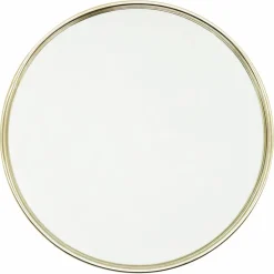 7.75" Circle Gold-Rimmed Mirror Jewelry Tray