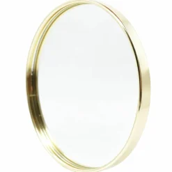 7.75" Circle Gold-Rimmed Mirror Jewelry Tray