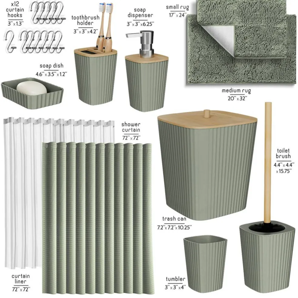 Clara Clark Bamboo Bathroom Accessories Set