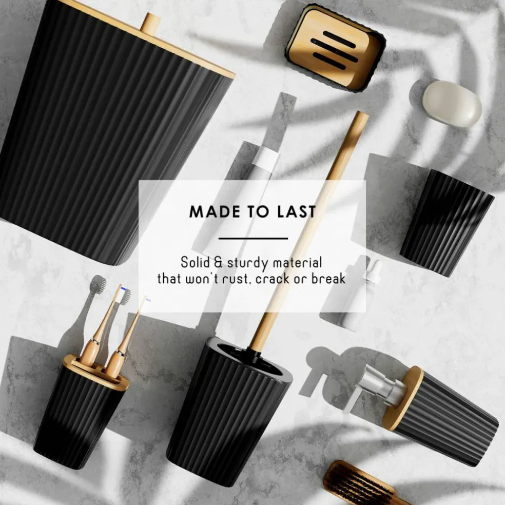 Clara Clark Bamboo Bathroom Accessories Set