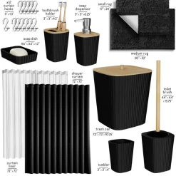 Clara Clark Bamboo Bathroom Accessories Set