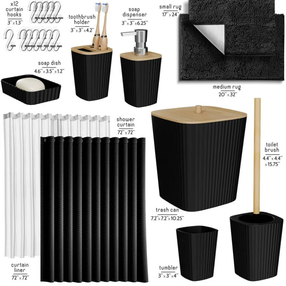 Clara Clark Bamboo Bathroom Accessories Set
