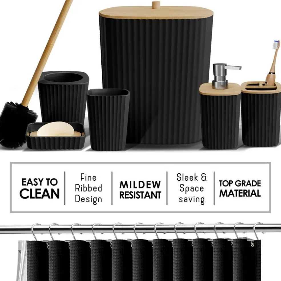 Clara Clark Bamboo Bathroom Accessories Set
