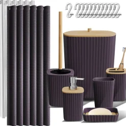 Clara Clark Bamboo Bathroom Accessories Set