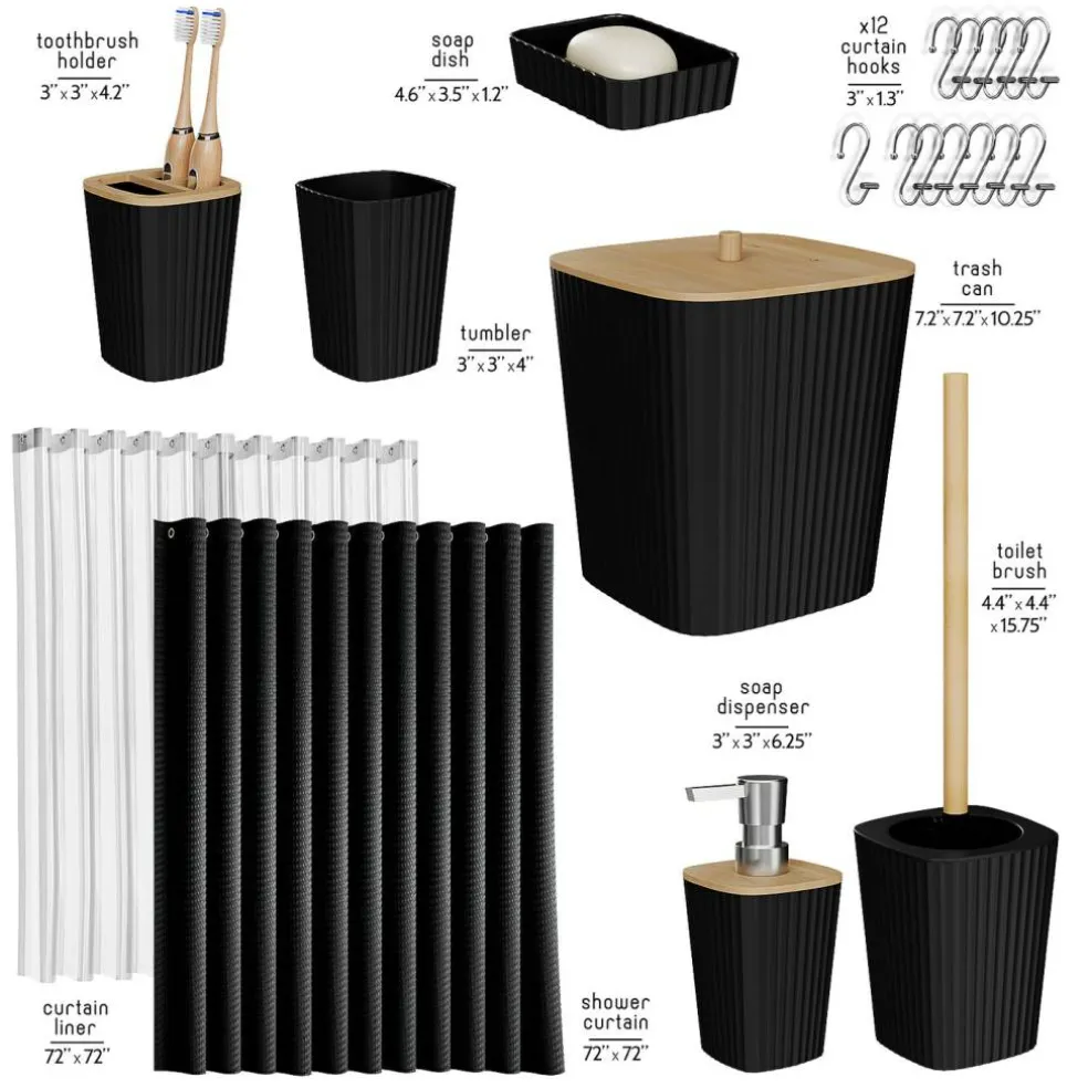 Clara Clark Bamboo Bathroom Accessories Set