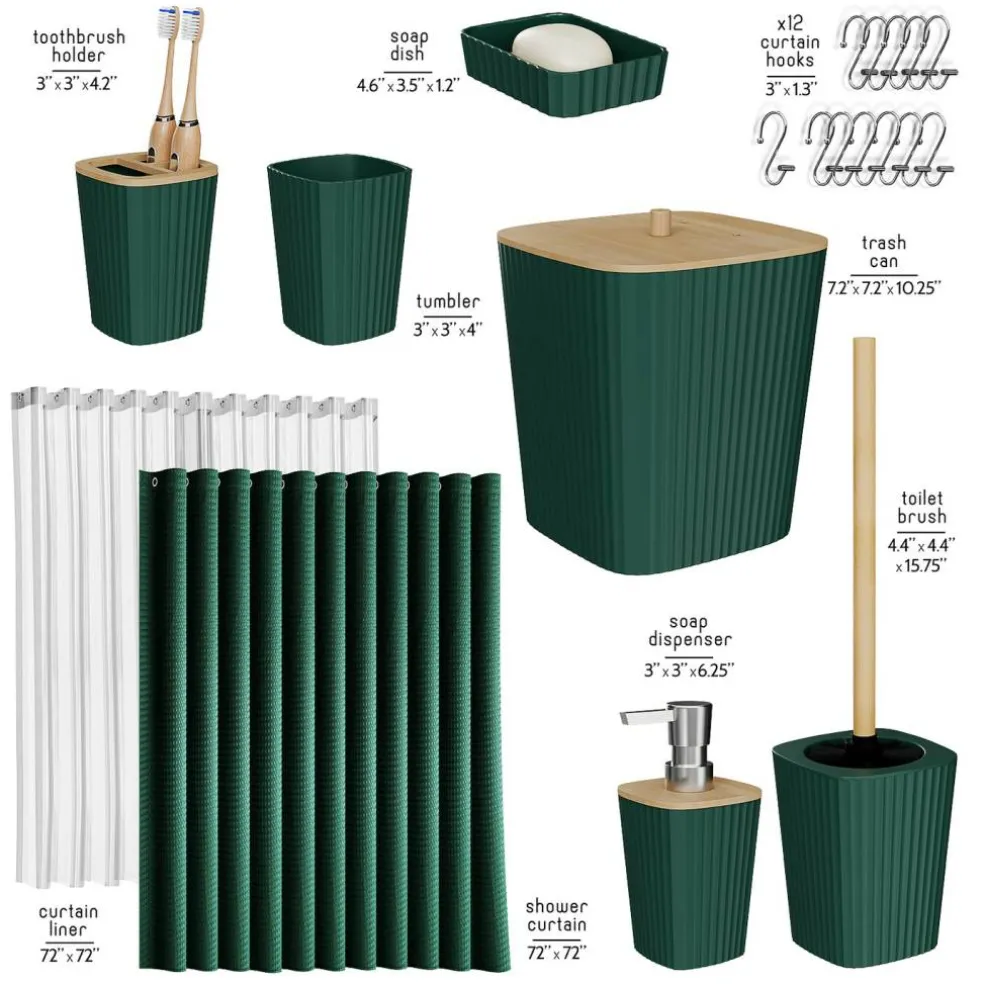 Clara Clark Bamboo Bathroom Accessories Set