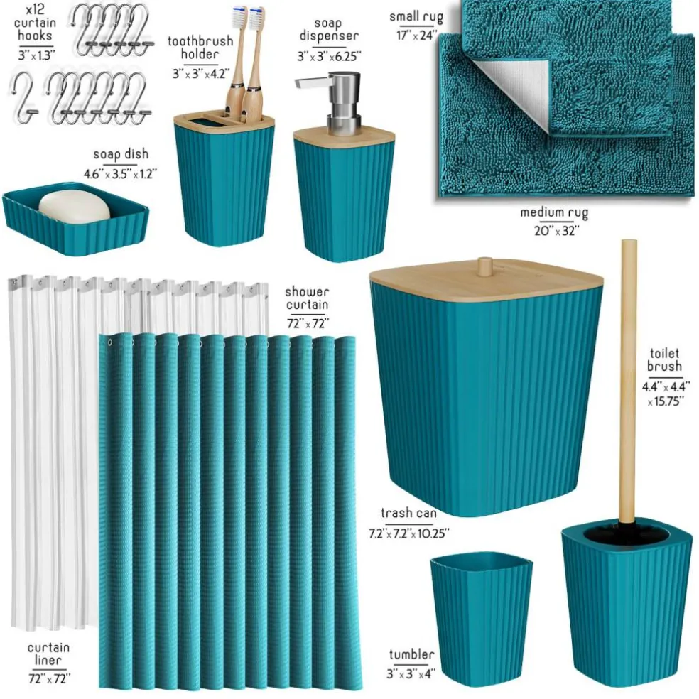 Clara Clark Bamboo Bathroom Accessories Set