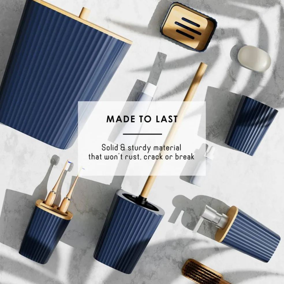 Clara Clark Bamboo Bathroom Accessories Set