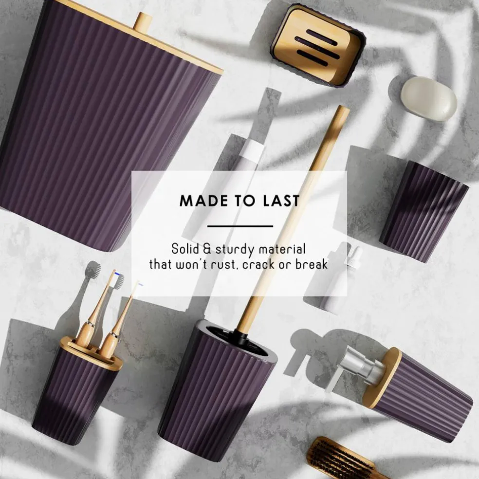 Clara Clark Bamboo Bathroom Accessories Set