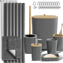 Clara Clark Bamboo Bathroom Accessories Set