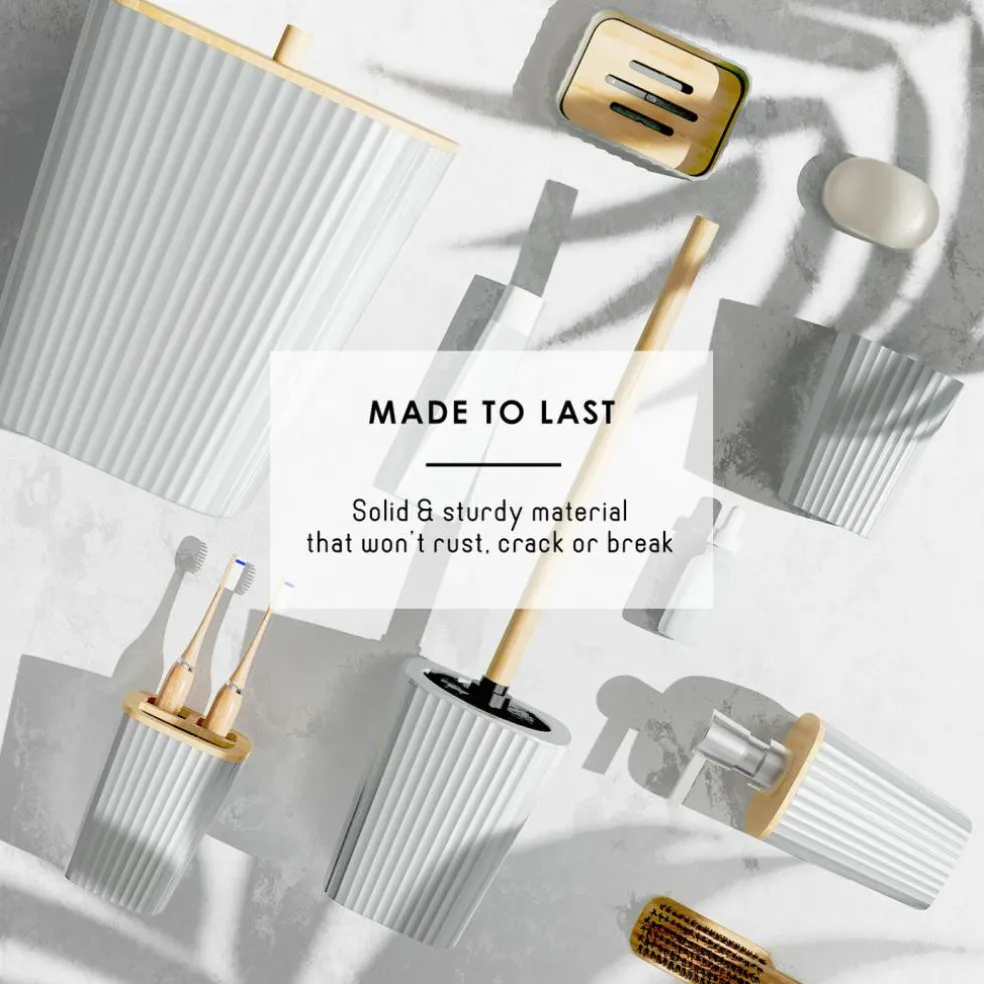 Clara Clark Bamboo Bathroom Accessories Set