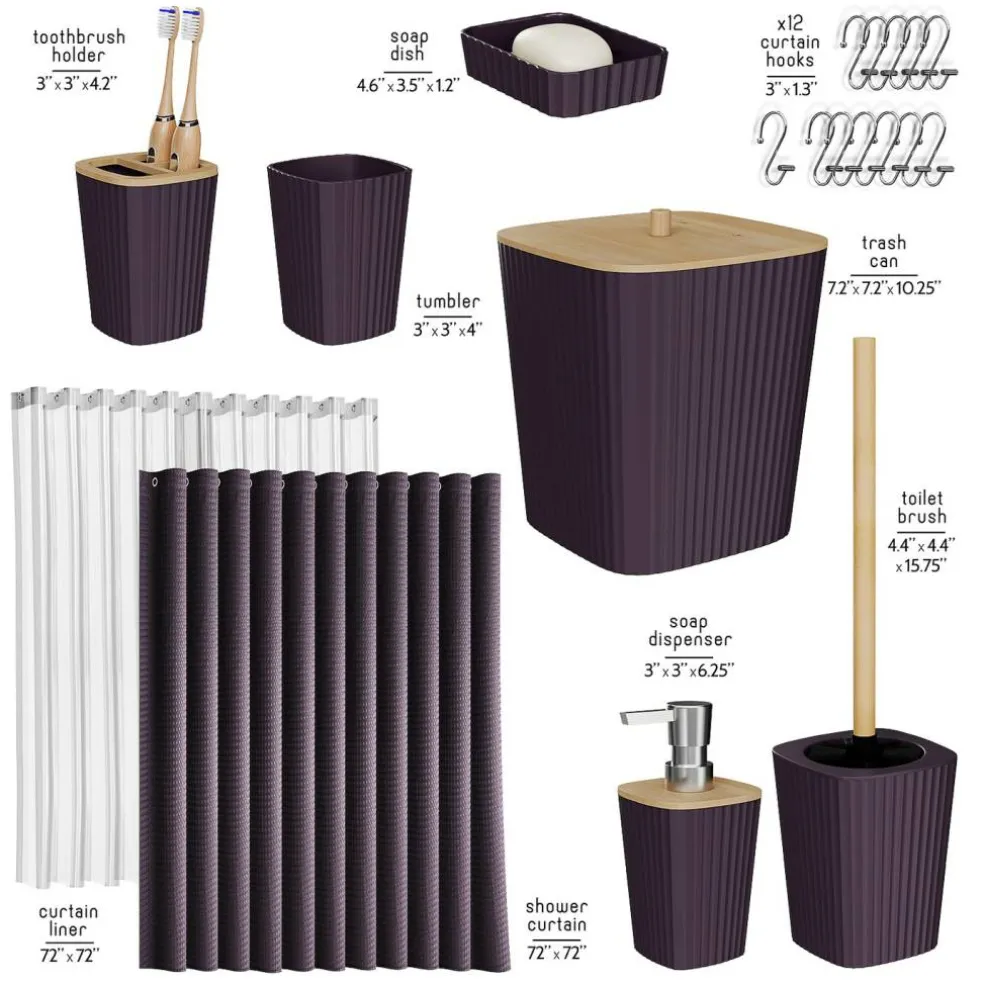 Clara Clark Bamboo Bathroom Accessories Set