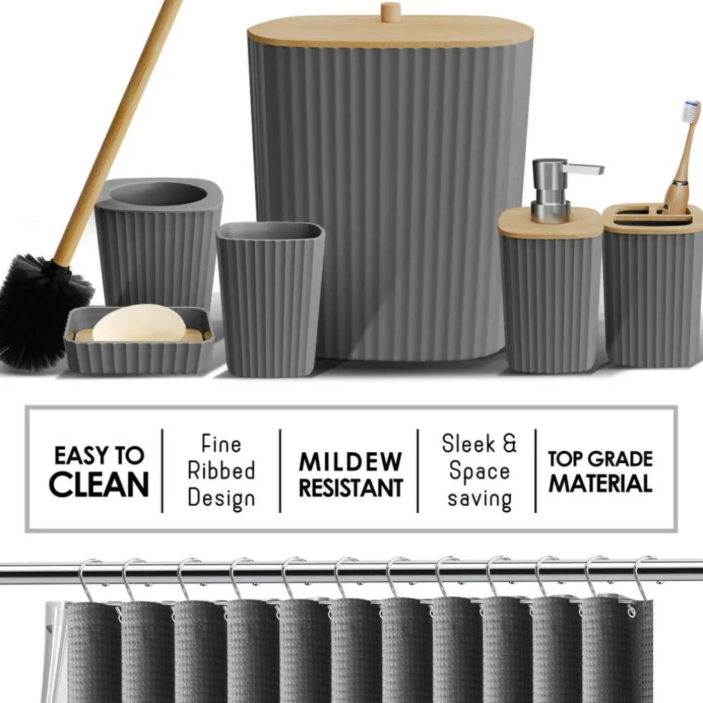 Clara Clark Bamboo Bathroom Accessories Set