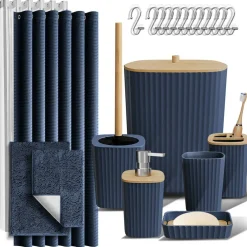 Clara Clark Bamboo Bathroom Accessories Set