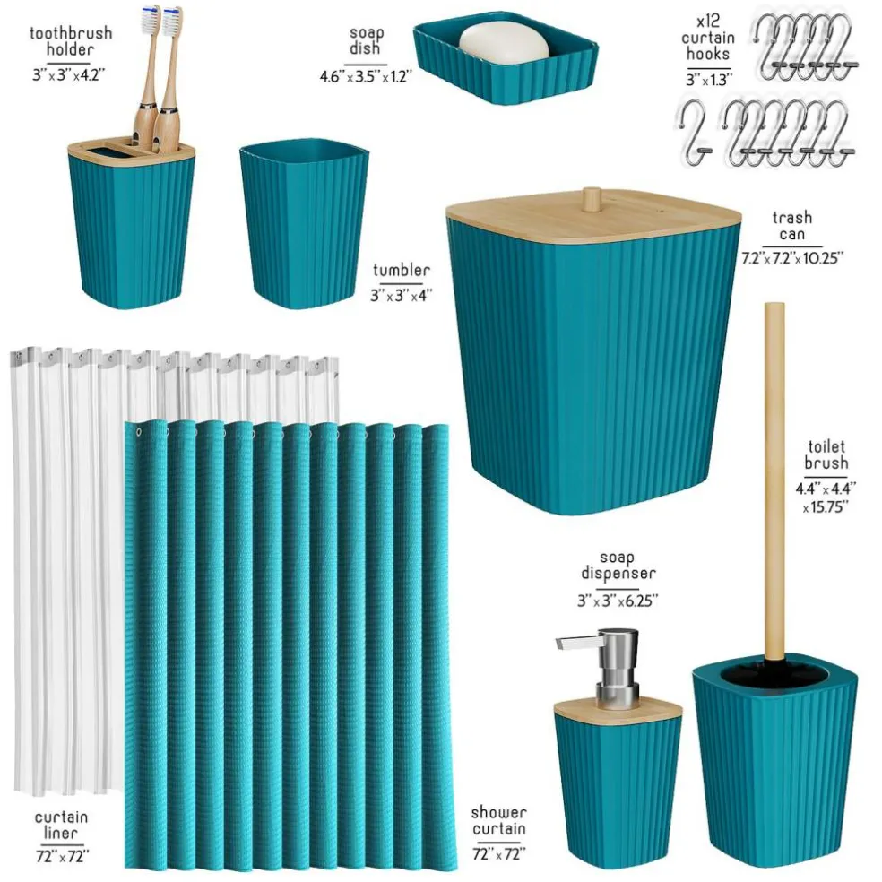 Clara Clark Bamboo Bathroom Accessories Set
