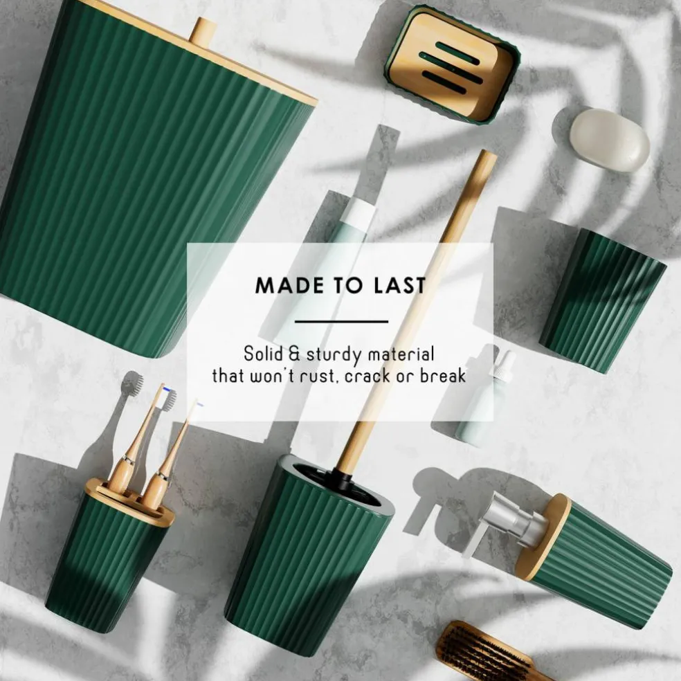 Clara Clark Bamboo Bathroom Accessories Set