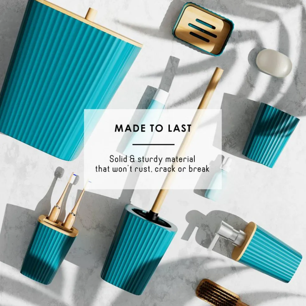 Clara Clark Bamboo Bathroom Accessories Set