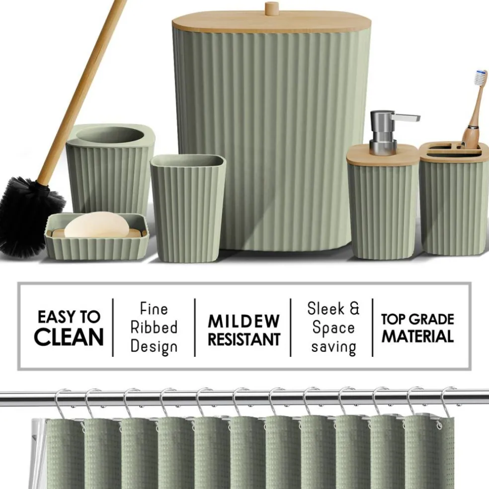 Clara Clark Bamboo Bathroom Accessories Set