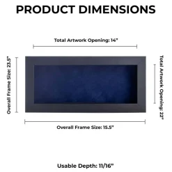 Classic Black Wood Shadown Box Frame with Acrylic Front - Navy Blue Suede Backing, 30 Sizes
