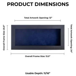 Classic Black Wood Shadown Box Frame with Acrylic Front - Navy Blue Suede Backing, 30 Sizes