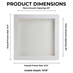 Classic White Wood Shadown Box Frame with Acrylic Front - White Suede Backing, 30 Sizes