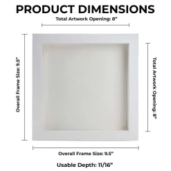 Classic White Wood Shadown Box Frame with Acrylic Front - White Suede Backing, 30 Sizes