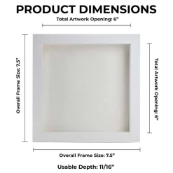 Classic White Wood Shadown Box Frame with Acrylic Front - White Suede Backing, 30 Sizes