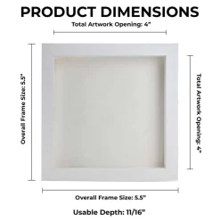 Classic White Wood Shadown Box Frame with Acrylic Front - White Suede Backing, 30 Sizes