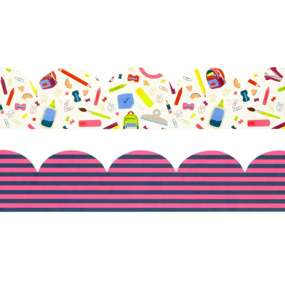 Class Rules! 2.25" x 18" Stripes & Supplies Borders, 12ct. by B2C™