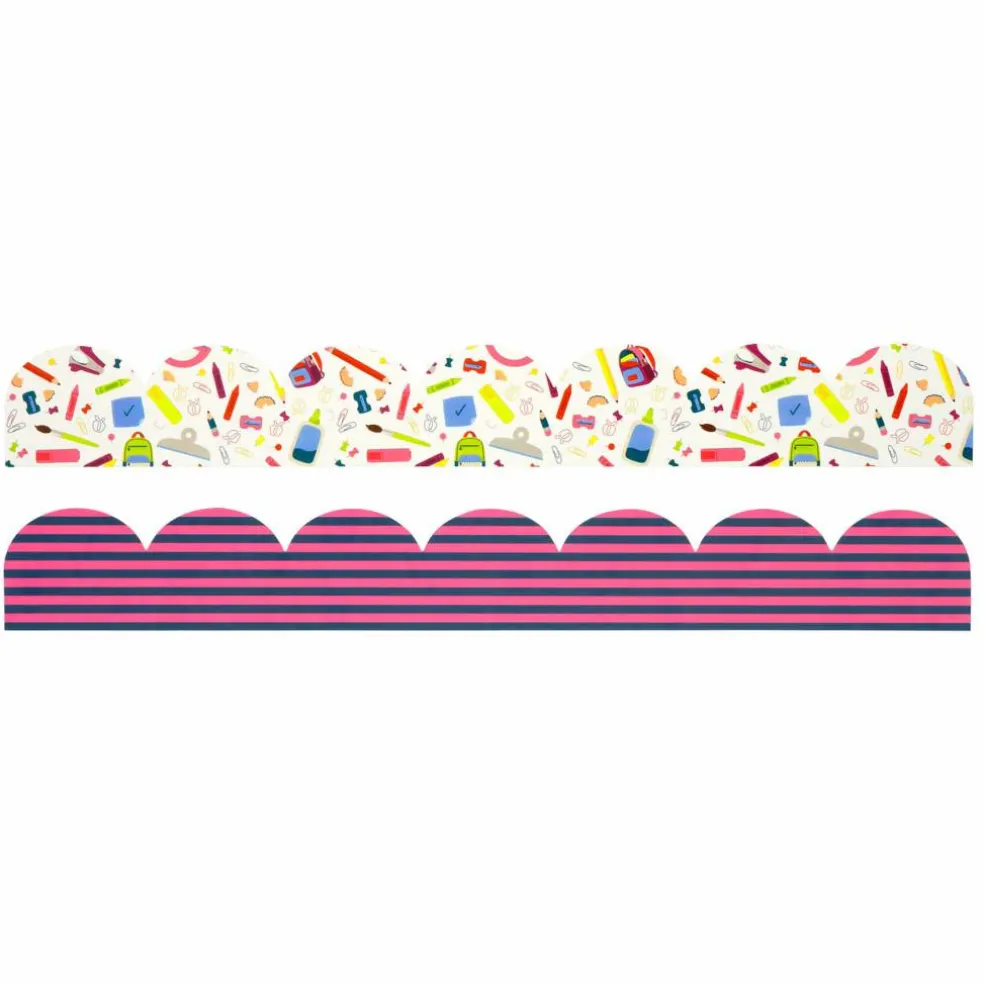 Class Rules! 2.25" x 18" Stripes & Supplies Borders, 12ct. by B2C™